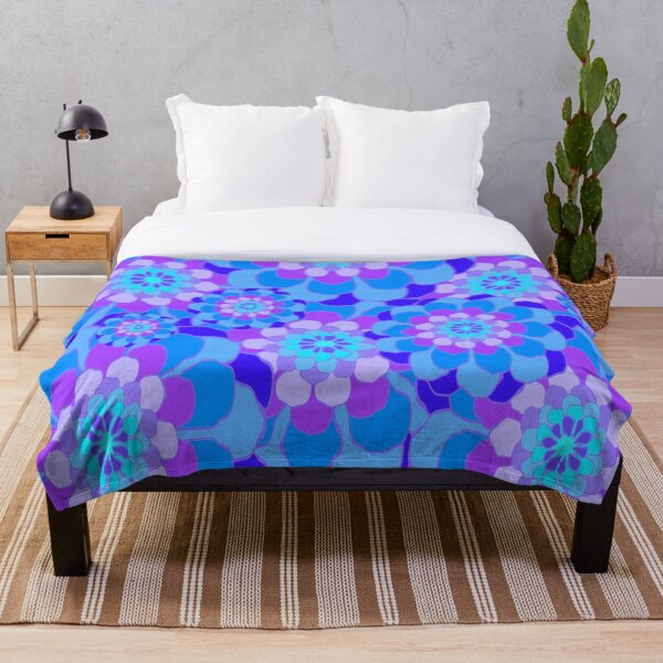 Item preview, Blue, purple psychedelic flowers designed and sold by designprojets.