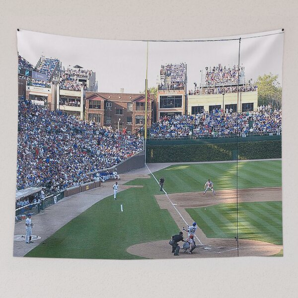 Item preview, Left Field at Wrigley Field, Rooftop bleachers at Wrigley, Ivy covered outfield walls, Chicago baseball stadium, old ballparks, old Stadiums, baseball, foul pole,  designed and sold by Nostrathomas66.