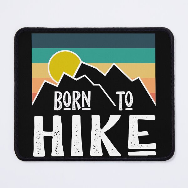 Artikelvorschau, Born To Hike Retro Sunset Mountains entworfen und verkauft von Designs By David.