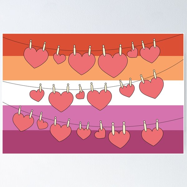 Aperçu de l'œuvre Drapeau lesbien coeur créée et vendue par broadwaycantdie.