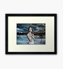 Girl in Frozen Lake with Ravens Framed Print
