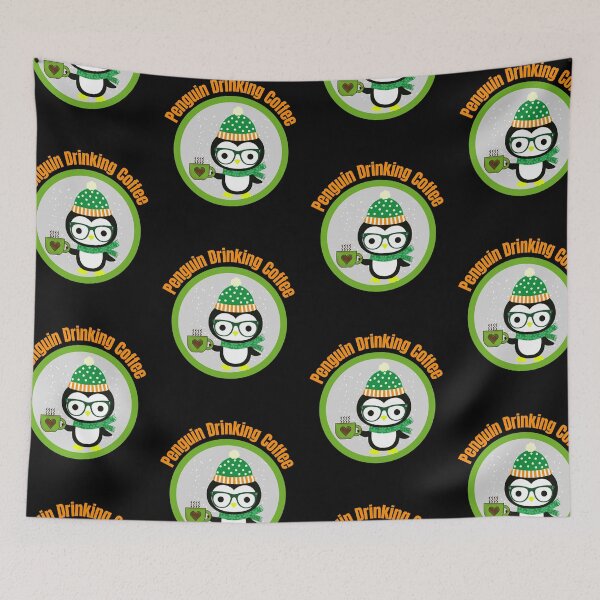 Item preview, Penguin Drinking Coffee designed and sold by AmeliaStore1.