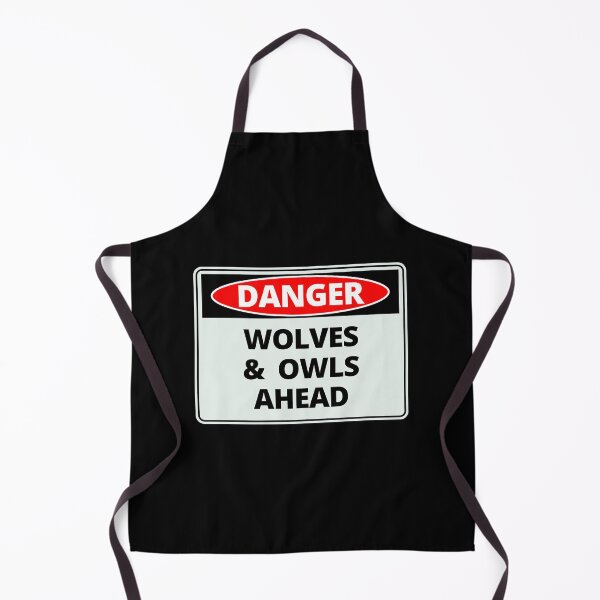 Item preview, Funny Caution Danger Sign Wolves and Owls Ahead designed and sold by thehappylamb.