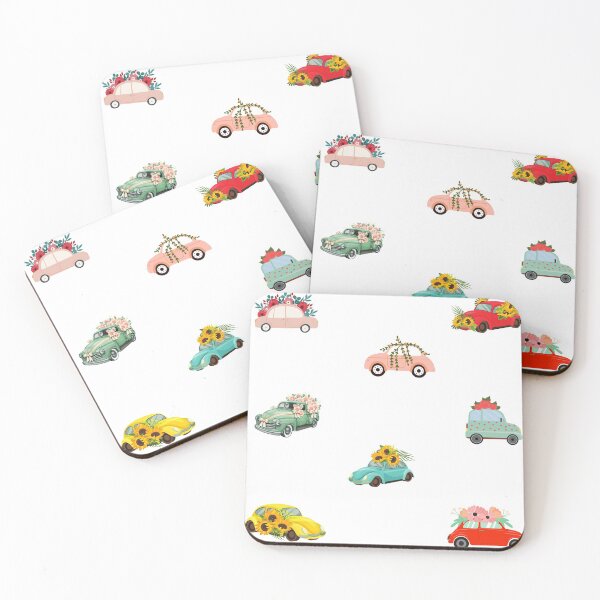 Item preview, Vintage Flower Cars. Sunflowers, Roses, Mixed Floral Cars designed and sold by silviaol.