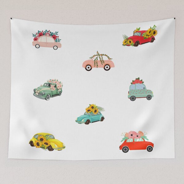 Item preview, Vintage Flower Cars. Sunflowers, Roses, Mixed Floral Cars designed and sold by silviaol.