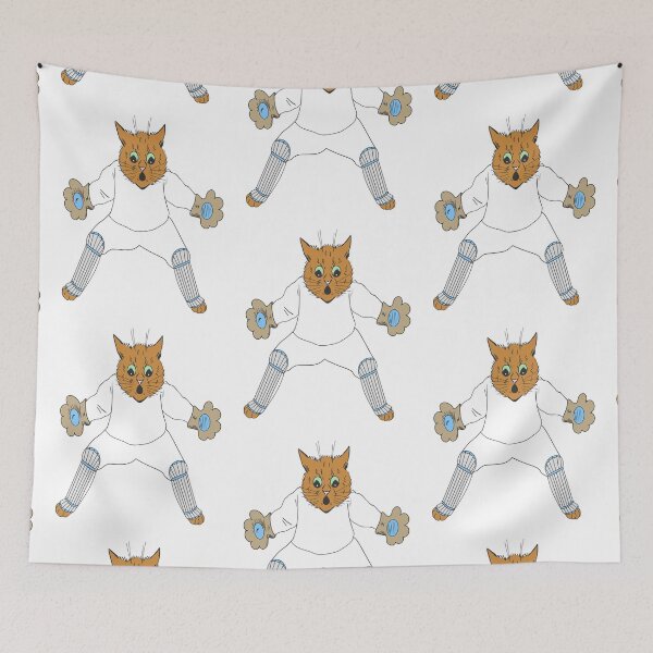 Item preview, Cricket Wicketkeeper Cat Illustration designed and sold by karwilberevivalcollection.