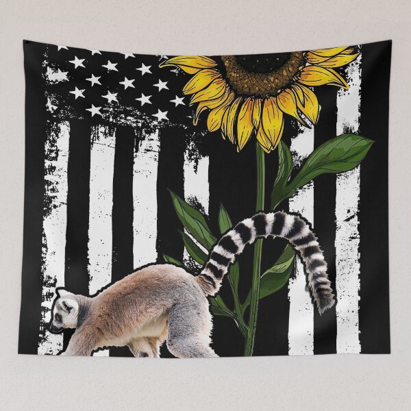 Item preview, Lemur American Flag Sunflower designed and sold by LarinaBeauty.