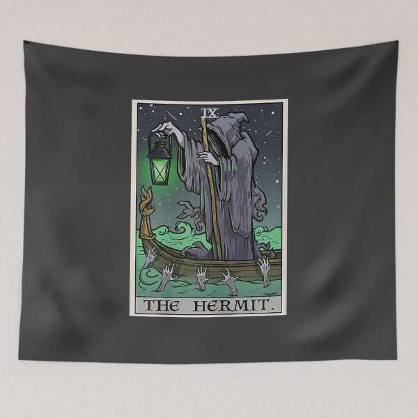Item preview, The Hermit Tarot Card Gothic Halloween Grim Reaper Goth T-Shirt designed and sold by Vireander31.