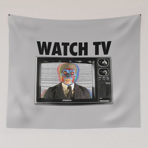 Item preview, WATCH TV. Obey. Iconic retro cult classic 1980s movie quotes T-Shirt designed and sold by Vireander31.