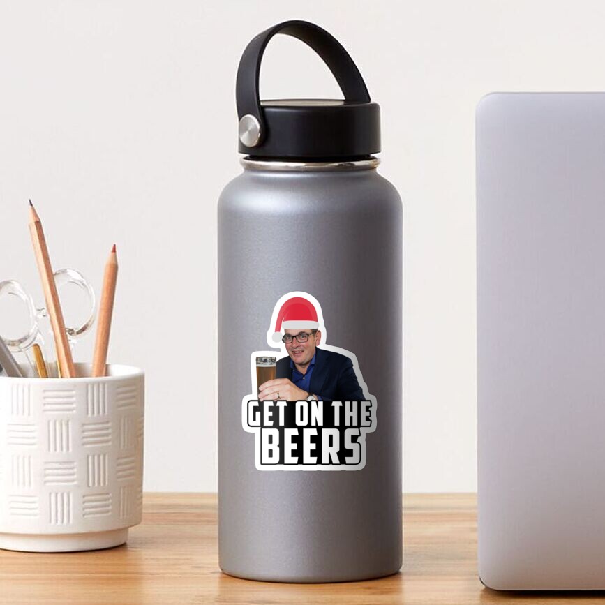 "Get On The Beers Funny Dan Andrews Christmas meme" Sticker for Sale by