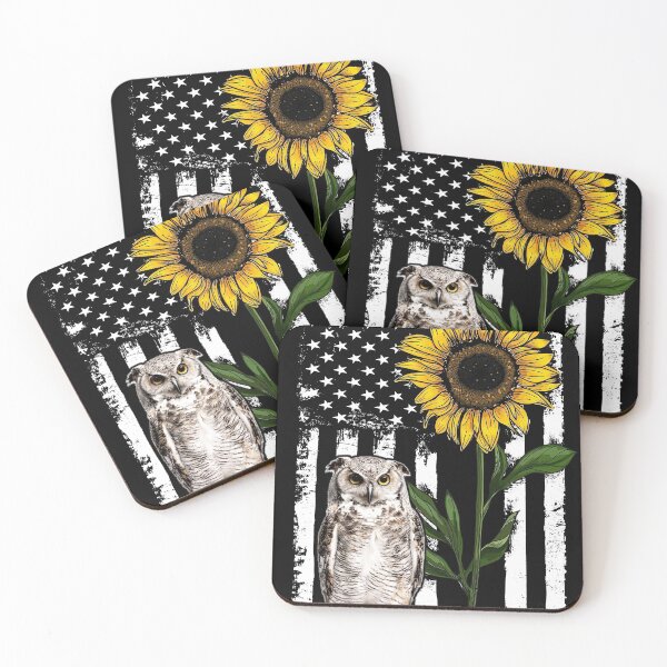 Item preview, Owl American Flag Sunflower designed and sold by LarinaBeauty.
