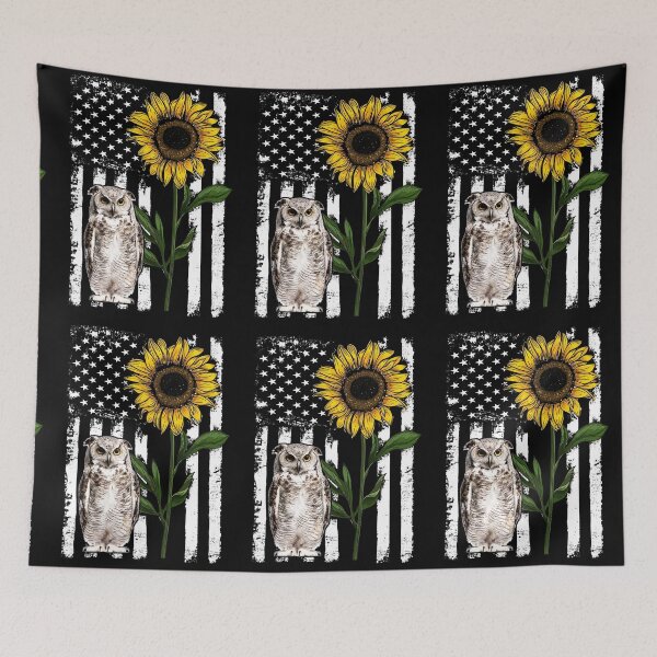 Item preview, Owl American Flag Sunflower designed and sold by LarinaBeauty.