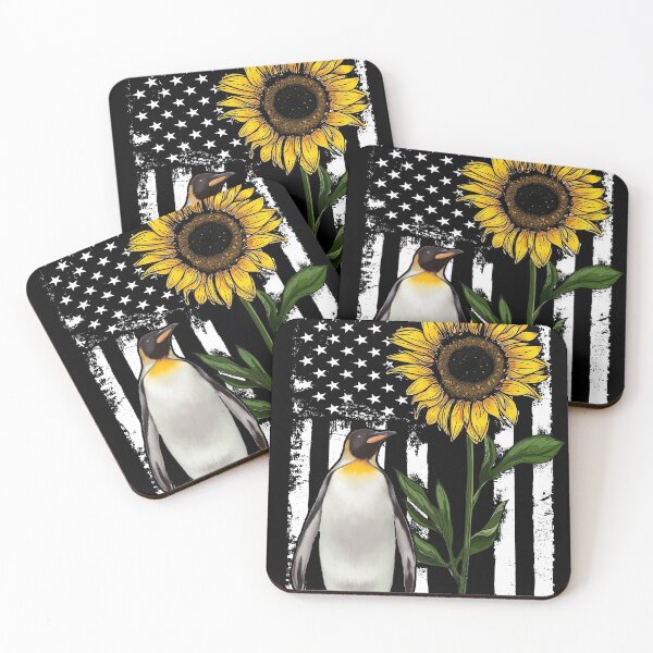 Item preview, Penguin American Flag Sunflower designed and sold by LarinaBeauty.