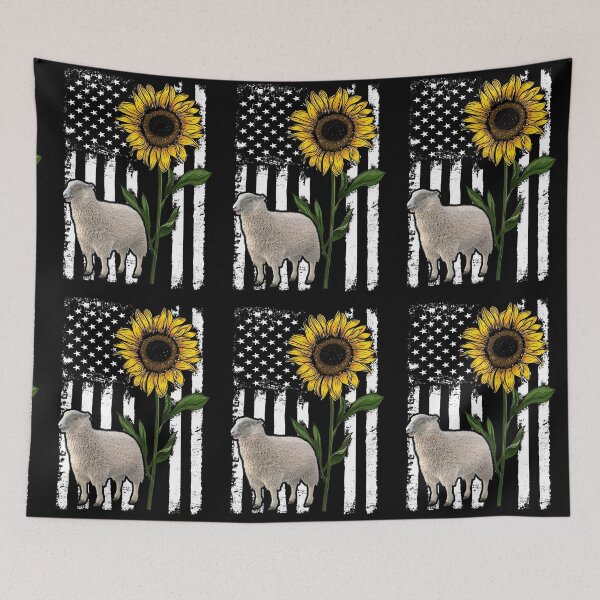 Item preview, Sheep American Flag Sunflower designed and sold by LarinaBeauty.