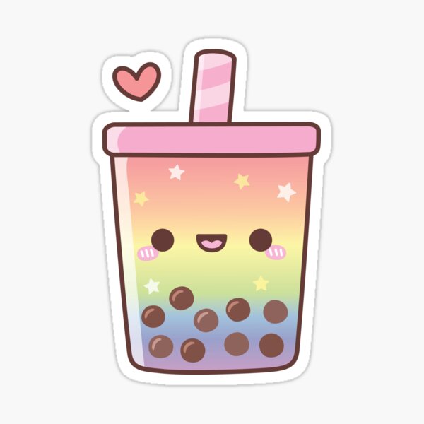 Vista previa del artículo con la obra «Lindo dibujo de amor con té Boba de arcoíris», diseñado y vendido por rustydoodle.