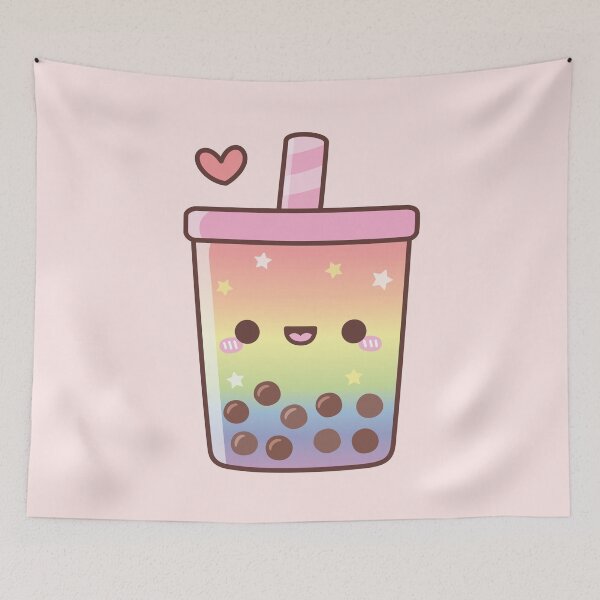 Item preview, Cute Rainbow Boba Tea Love Doodle designed and sold by rustydoodle.