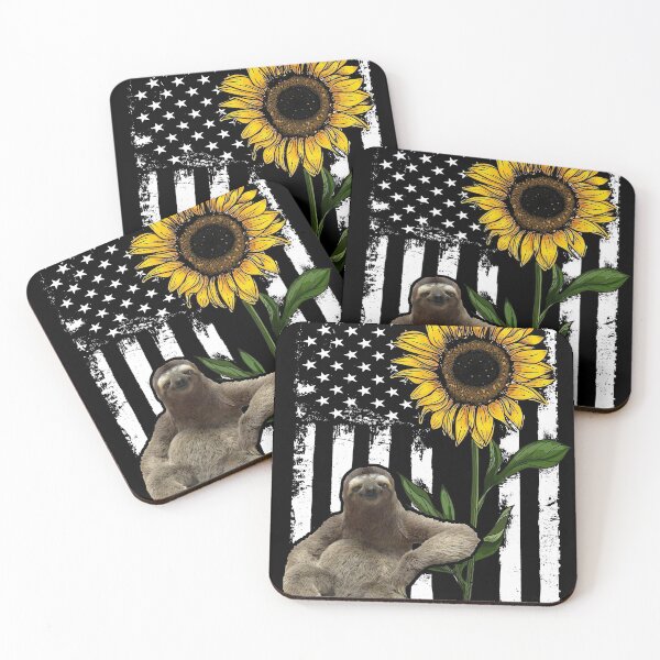 Item preview, Sloth American Flag Sunflower designed and sold by LarinaBeauty.
