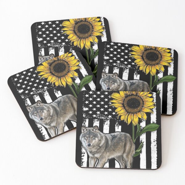 Item preview, Wolf American Flag Sunflower designed and sold by LarinaBeauty.