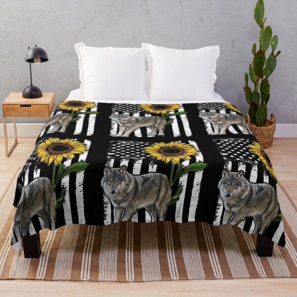 Item preview, Wolf American Flag Sunflower designed and sold by LarinaBeauty.