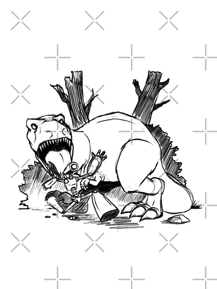Dinosaurs And Robots- black version by sketchbooksage