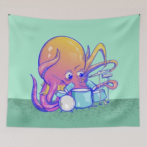 Item preview, Octopus playing the drums designed and sold by piedaydesigns.