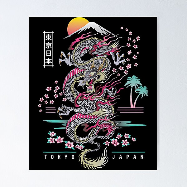 Item preview, Japanese Tokyo Dragon Asian inspired Neon retro 80’s style T-Shirt designed and sold by Josphan469.