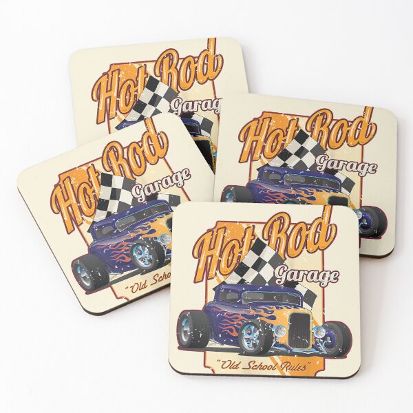 Item preview, Hot Rod Garage Old School Rules Vintage Distressed Car Art designed and sold by Luasnire12.