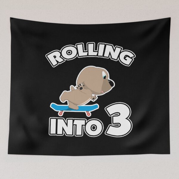 Item preview, Rolling Into 3 - Skateboard Puppy 3rd Birthday designed and sold by onicon.