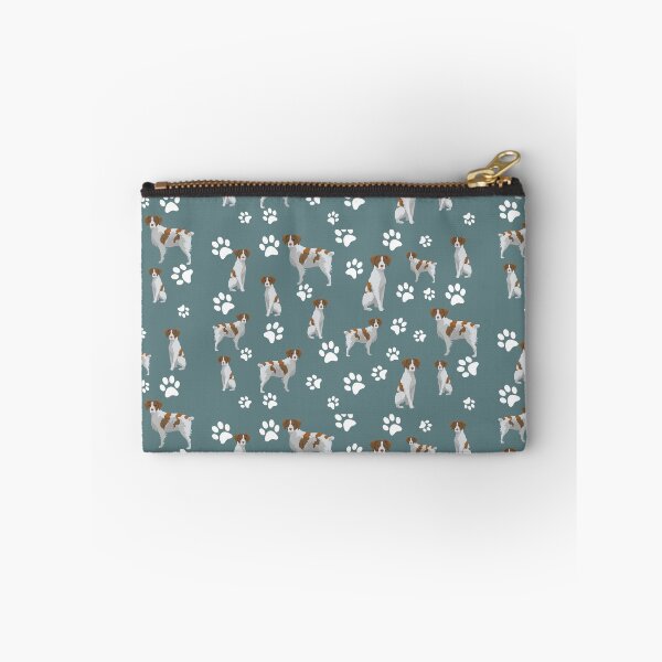 Item preview, Brittany Spaniel Dog Paw Print Pattern on Gray Background designed and sold by tncgifts.