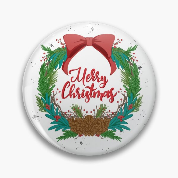 Item preview, Merry Christmas Pinecone and Evergreen Wreath with Bow designed and sold by elledubbzart.