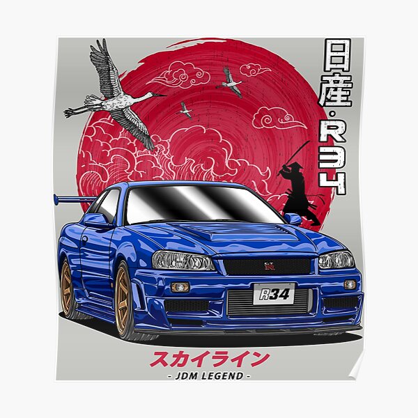 Nippon JDM Nissan Skyline GT-R R34  Poster