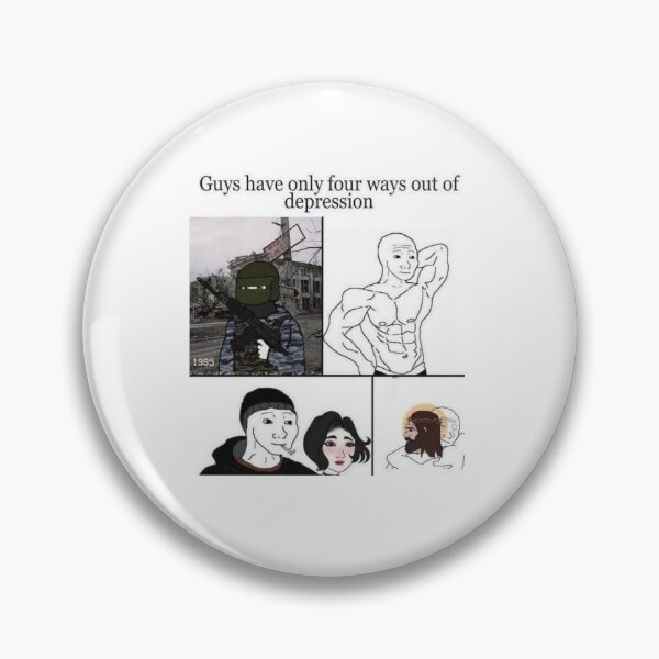 Item preview, Wojak Guys Have 4 Ways Out Of Depression Funny designed and sold by sidehustle44.
