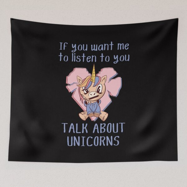 Item preview, If you want me to listen to you, talk about unicorns, funny unicorn grunge anime print designed and sold by Auntieck.