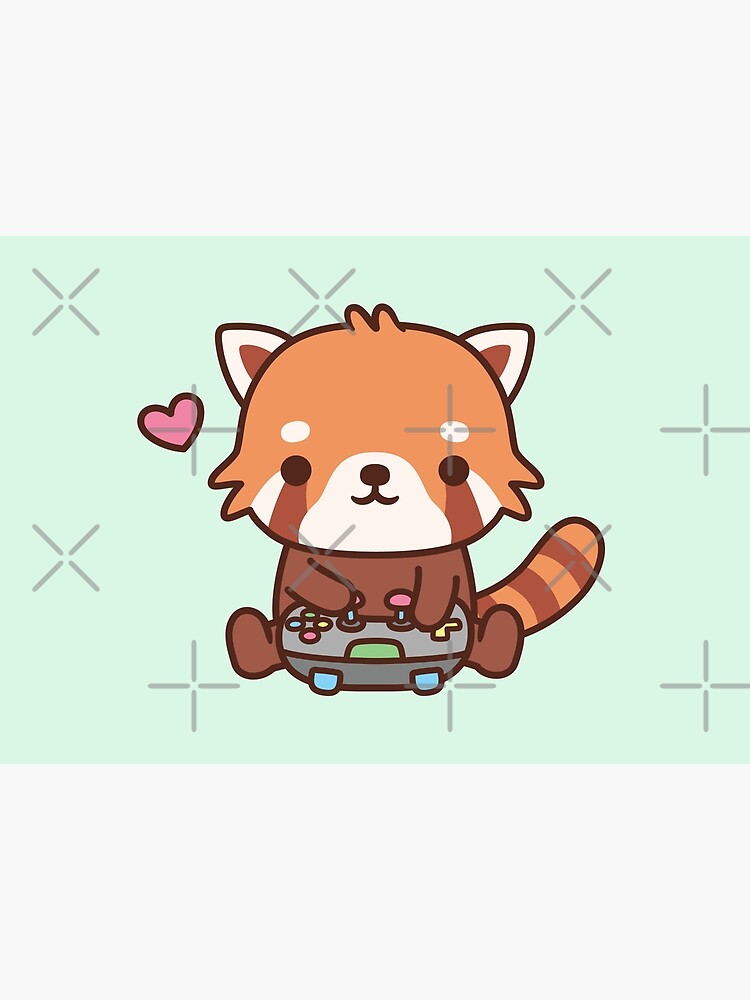 Cute Little Red Panda Playing Video Games Poster For Sale By Rustydoodle Redbubble 