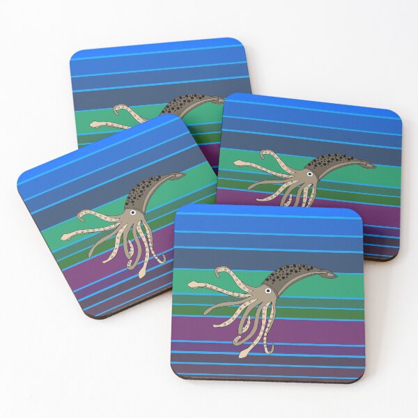 Item preview, Giant Squid Quietly Floating in the Deep Blue Sea - Blue, Green Purple Stripes  designed and sold by GreenCarbon2112.