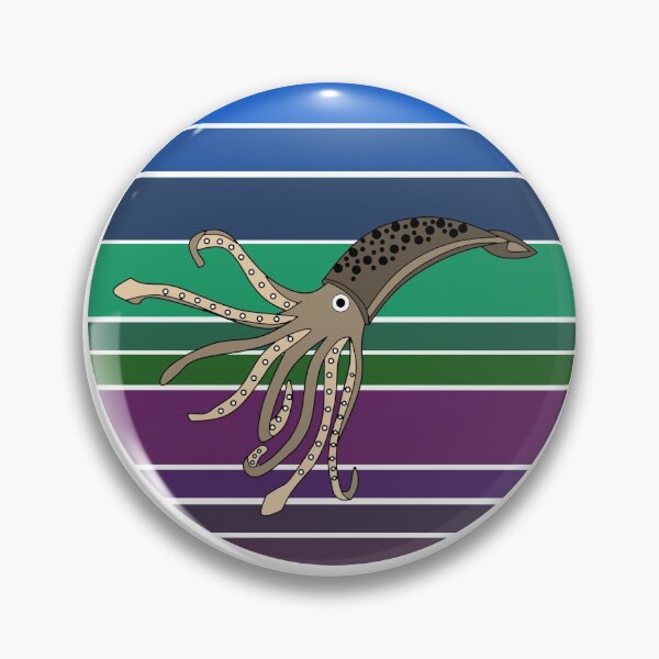 Item preview, Giant Squid Quietly Floating in the Deep Blue Sea - Blue, Green Purple Stripes  designed and sold by GreenCarbon2112.
