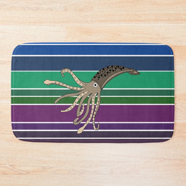 Item preview, Giant Squid Quietly Floating in the Deep Blue Sea - Blue, Green Purple Stripes  designed and sold by GreenCarbon2112.
