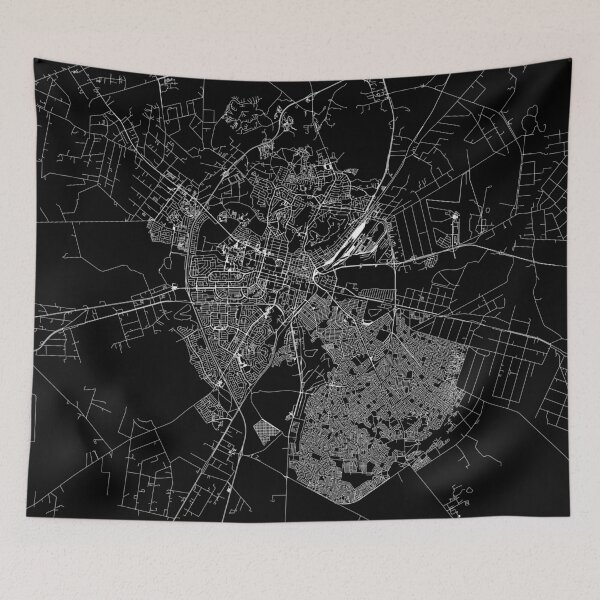 Item preview, Bloemfontein Black Map designed and sold by multiplicitymap.