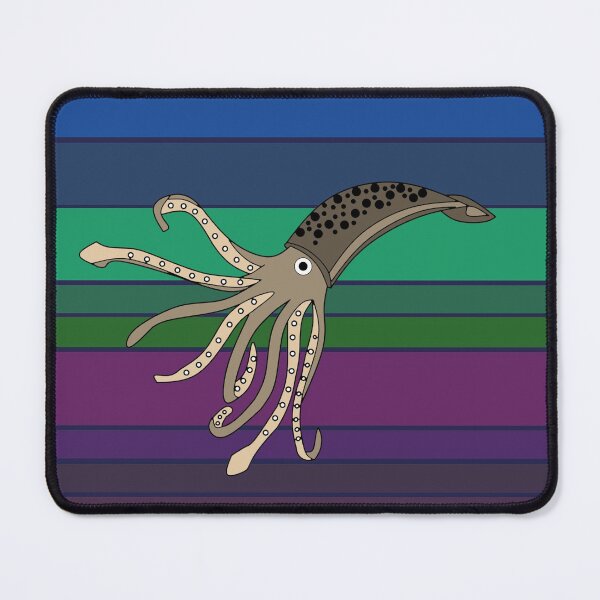 Item preview, Giant Squid Quietly Floating in the Deep Blue Sea - Blue, Green Purple Stripes  designed and sold by GreenCarbon2112.