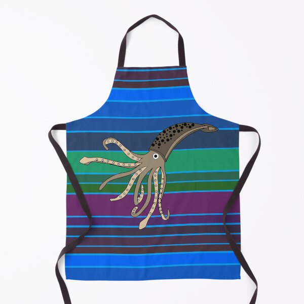 Item preview, Giant Squid Quietly Floating in the Deep Blue Sea - Blue, Green Purple Stripes designed and sold by GreenCarbon2112.