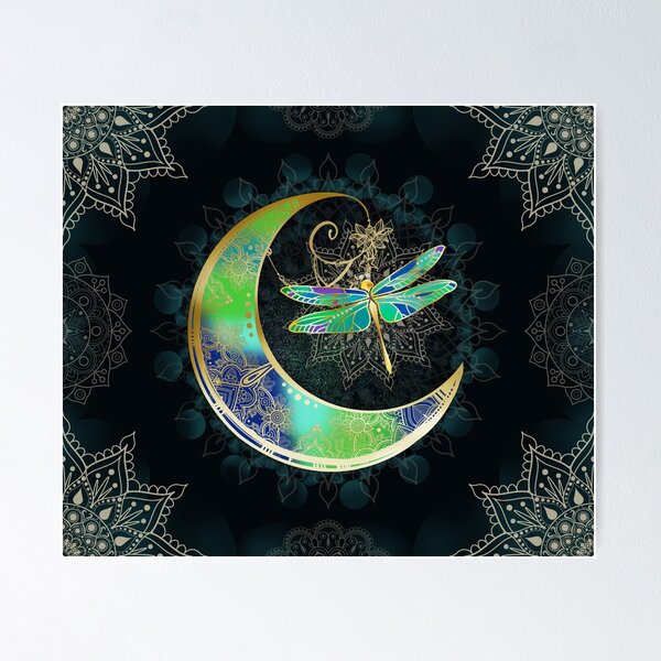Mandala Arts Dragonfly Moon Window Decal - 4.5 Inch Translucent Peel And Stick Sticker