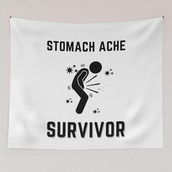 Item preview, Stomach Ache Survivor Black-Tummy Ache Funny Elegant Minimal designed and sold by MAEffects.