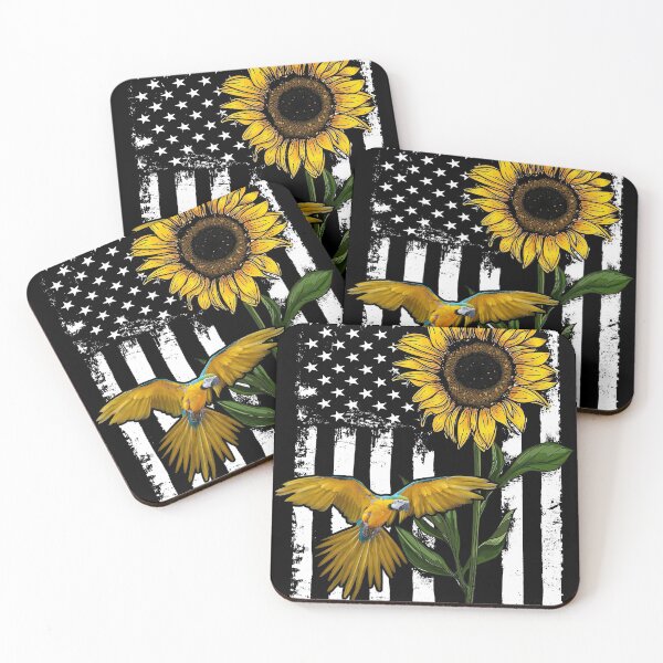 Item preview, Parrot Sunflower Black White American Flag  designed and sold by WillaldShop.