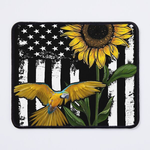 Item preview, Parrot Sunflower Black White American Flag designed and sold by WillaldShop.