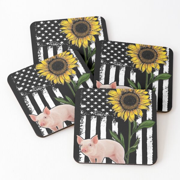 Item preview, Pig Sunflower Black White American Flag  designed and sold by WillaldShop.