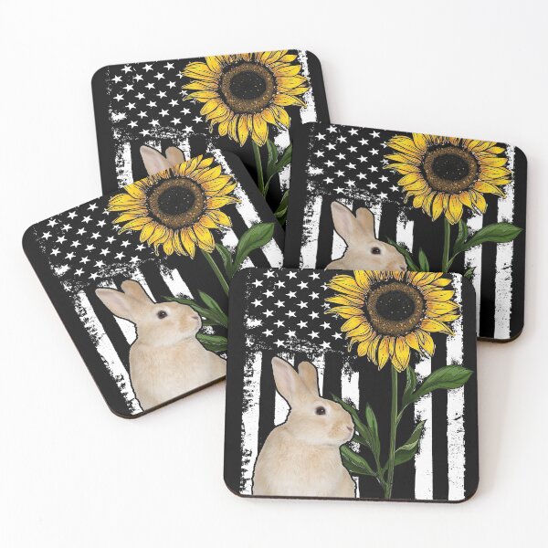 Item preview, Rabbit Sunflower Black White American Flag  designed and sold by WillaldShop.