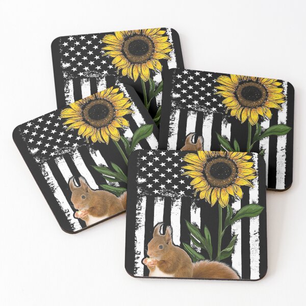 Item preview, Squirrel Sunflower Black White American Flag  designed and sold by WillaldShop.