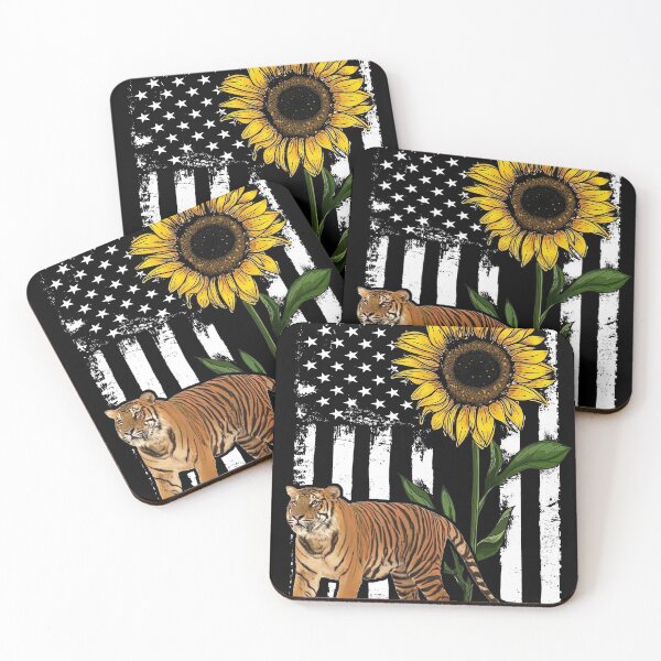 Item preview, Tiger Sunflower Black White American Flag  designed and sold by WillaldShop.