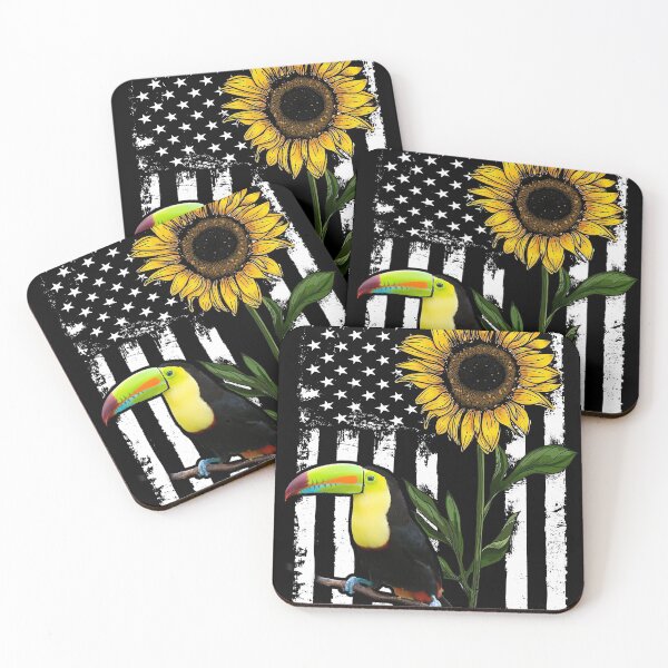 Item preview, Toucan Sunflower Black White American Flag  designed and sold by WillaldShop.