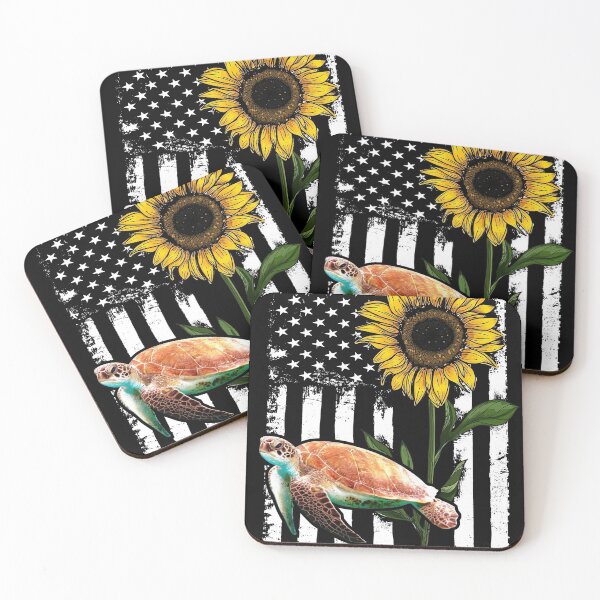 Item preview, Turtle Sunflower Black White American Flag  designed and sold by WillaldShop.